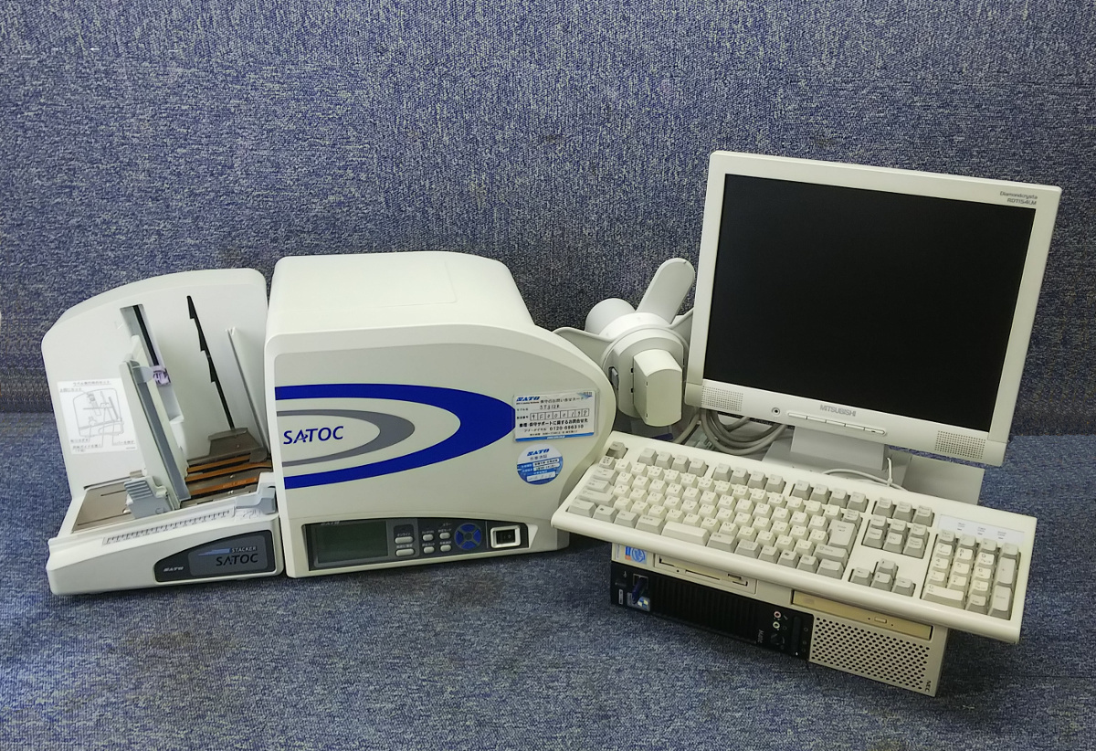 SATOC★タグ・ラベルプリンタ ST312R★大型スタッカ STS300★PC 未使用ラベル インクリボン等付属品付