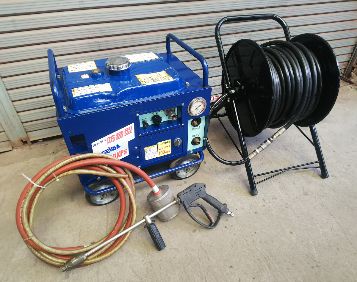 SEIWA 精和工業★ジェットクリーン 防音型エンジン高圧洗浄機★ ★JC-1513DXPS★ホースリール ガン 吸水ホース付