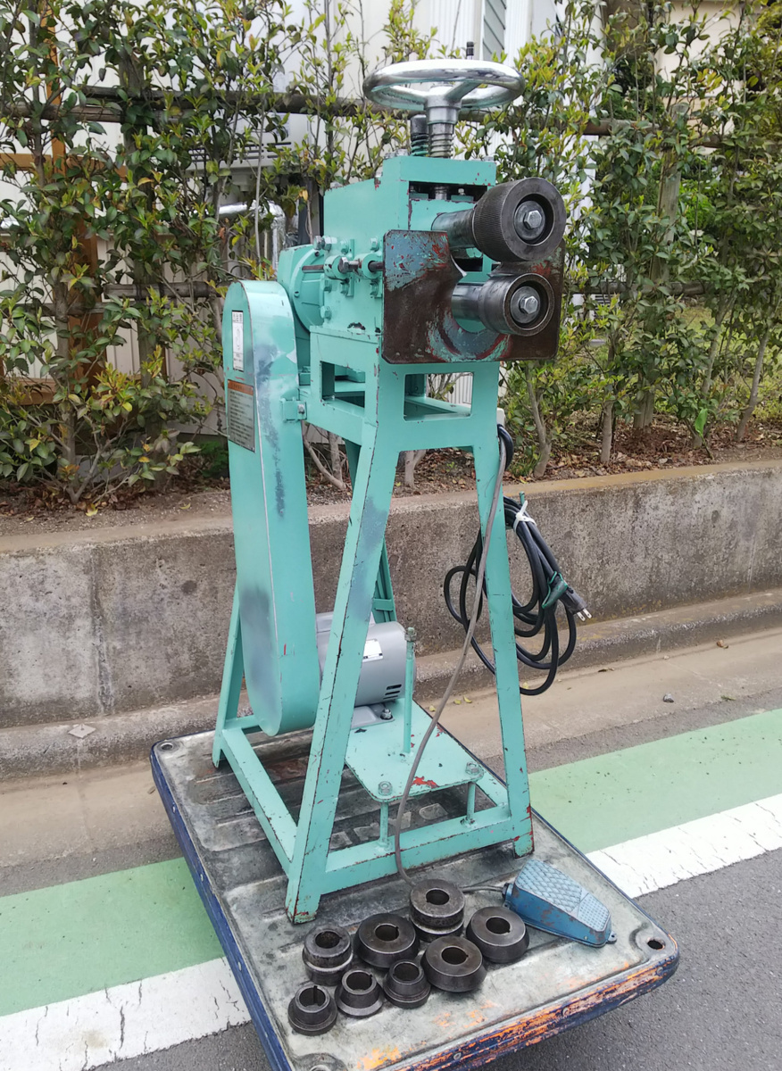 フカガワ★ロール成形機 丸ダクト ハゼ ツバ ヒモ出し★HR-1★鈑金機械 ビードローラー